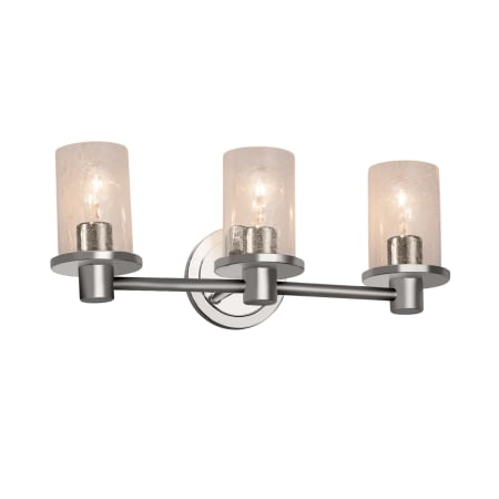 Justice Design Group Rondo 3 Light 20" Wide Integrated LED Vanity Light with Seeded Cylindrical Shades Brushed Nickel