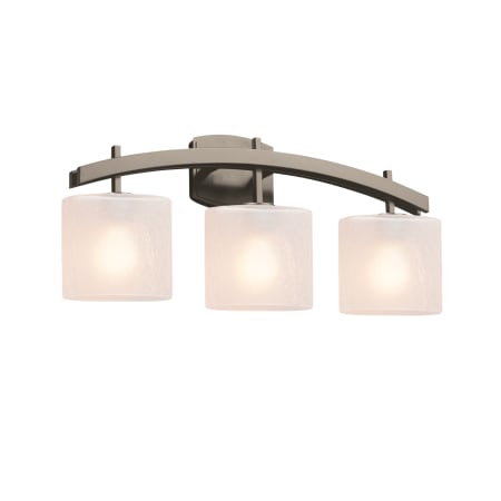 Justice Design Group Fusion 3 Light 26" Wide Bathroom Vanity Light with Oval Frosted Crackle Glass Shades Brushed Nickel