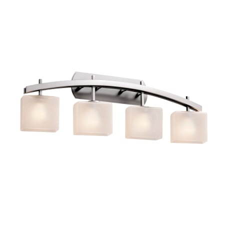 Justice Design Group Fusion 4 Light 36" Wide Bathroom Vanity Light with Rectangular Frosted Crackle Glass Shades Brushed Nickel
