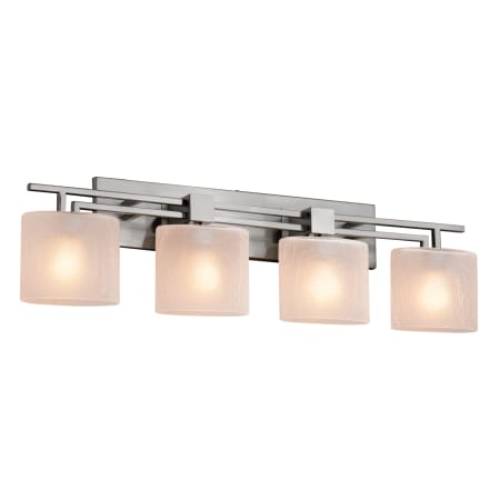 Justice Design Group Aero 4 Light 36" Wide Vanity Light with Frosted Crackle Oval Shades Brushed Nickel