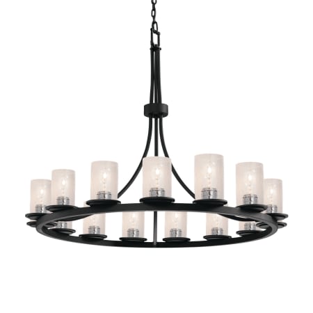 Justice Design Group Fusion 15 Light 42" Wide Pillar Candle Chandelier Matte Black