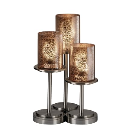 Justice Design Group Dakota 3 Light 16" Tall Table Lamp with Artisan Glass Shades Brushed Nickel