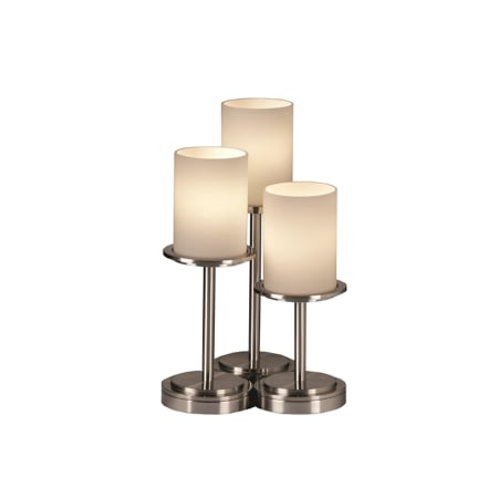 Justice Design Group Dakota Pillar Candle Table Lamps with Artisan Glass Shades Brushed Nickel