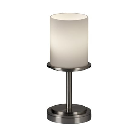 Justice Design Group Dakota Single Light 12" Tall Table Lamp with Artisan Glass Shade Brushed Nickel