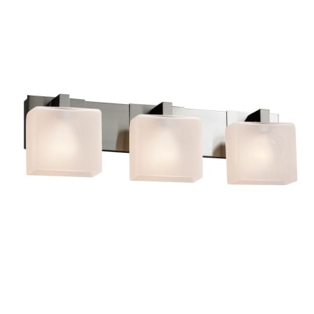 Justice Design Group Modular 3 Light 27" Wide Integrated LED Vanity Light with Rectangular Frosted Crackle Glass Shades Brushed Nickel