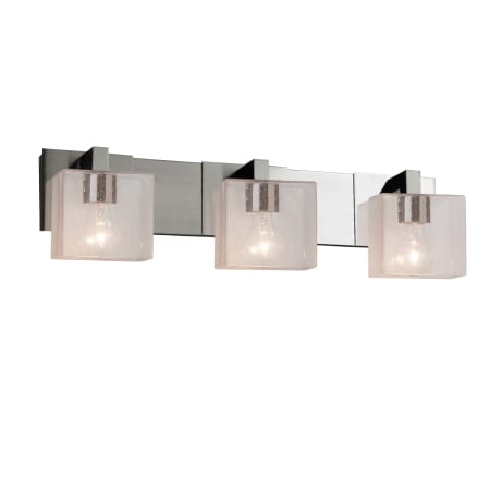 Justice Design Group Fusion 3 Light 27" Wide Bathroom Vanity Light with Rectangular Seeded Glass Shades Brushed Nickel