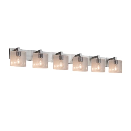 Justice Design Group Fusion 6 Light 56" Wide Bathroom Vanity Light with Oval Seeded Shades Brushed Nickel