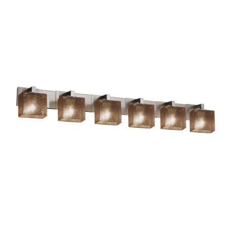 Justice Design Group Fusion 55.5" Modular 6 Light LED Mercury Glass Vanity Light Brushed Nickel
