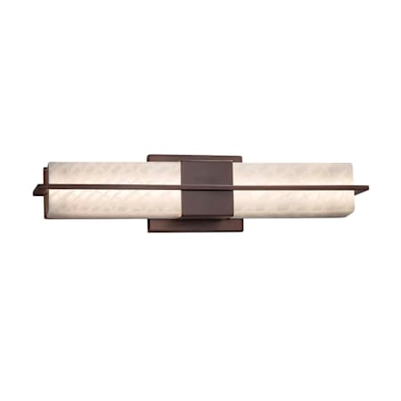 Justice Design Group Era 20" Wide Integrated LED Bath Bar with Weave Patterned Artisan Glass Shade Dark Bronze