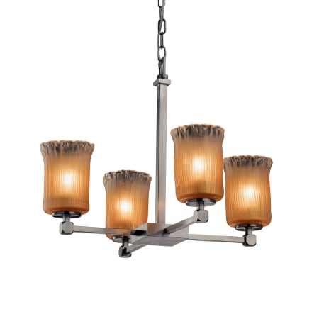 Justice Design Group Veneto Luce 22" Tetra 4 Light Shaded LED Chandelier Brushed Nickel