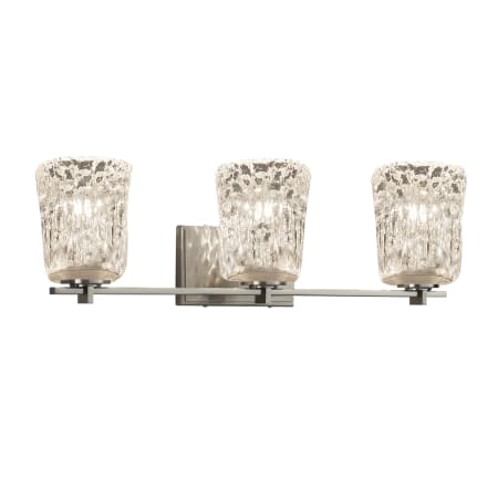 Justice Design Group Veneto Luce 3 Light 25" Wide LED Bathroom Vanity Light with Clear Textured Shades from the Era Series Brushed Nickel