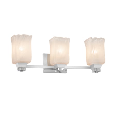 Justice Design Group Ardent 3 Light 23-1/2" Wide Vanity Light with Whitewash Square Rippled Rim Venetian Glass Shades Polished Chrome