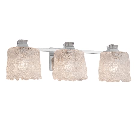 Justice Design Group Ardent 3 Light 25-1/2" Wide Integrated LED Vanity Light with Lace Patterned Oval Shades Polished Chrome