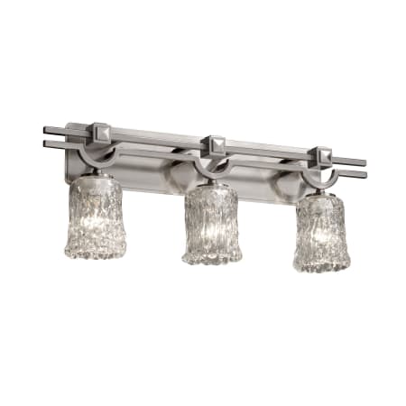 Justice Design Group Veneto Luce 29" Argyle 3 Light Bathroom Vanity Light Brushed Nickel