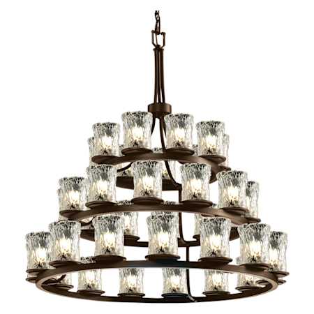 Justice Design Group Veneto Luce 42" Wide Ring Chandelier Dark Bronze / Clear Textured