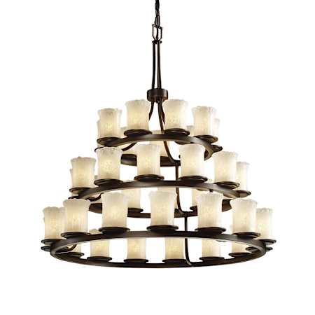 Justice Design Group Veneto Luce 42" Wide Ring Chandelier with Whitewash Shades Dark Bronze