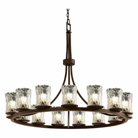 Justice Design Group Veneto Luce 42" Wide Ring Chandelier Dark Bronze / Clear Textured