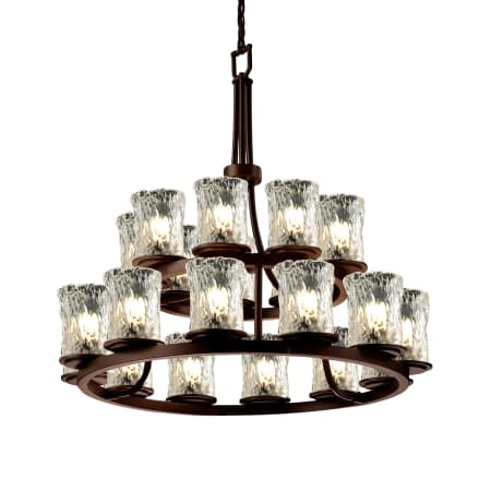 Justice Design Group Veneto Luce 21 Light 33" Wide Candle Style Chandelier with Clear Textured Glass Shades Dark Bronze