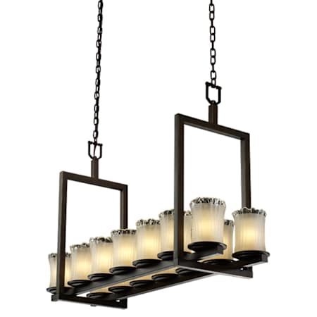 Justice Design Group Veneto Luce 42" Wide Linear Chandelier with White Frosted Shades Dark Bronze
