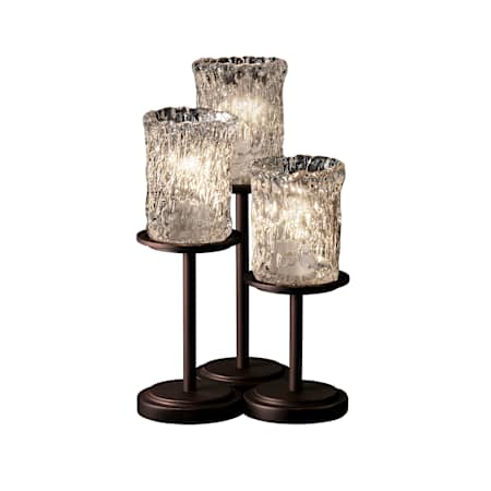 Justice Design Group Veneto Luce 3 Light 16" Tall Accent, Column Table Lamp with Clear Textured Glass Shades Dark Bronze
