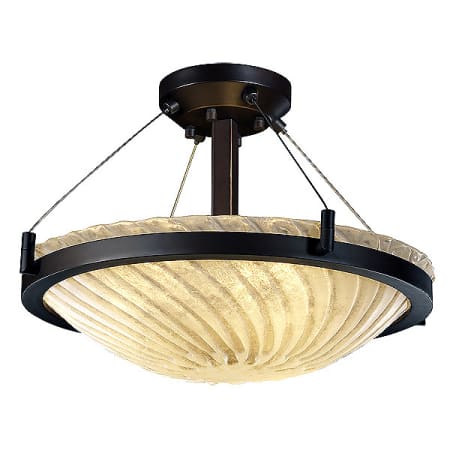 Justice Design Group Veneto Luce 18" Round Bowl Semi Flush Mount Ceiling Fixture Dark Bronze