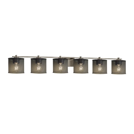 Justice Design Group Wire Mesh 6 Light 54" Wide Bathroom Vanity Light Brushed Nickel