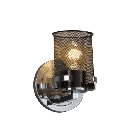 Justice Design Group Wire Mesh Single Light 5" Wide Bathroom Sconce with Black Wire Mesh Shade Polished Chrome