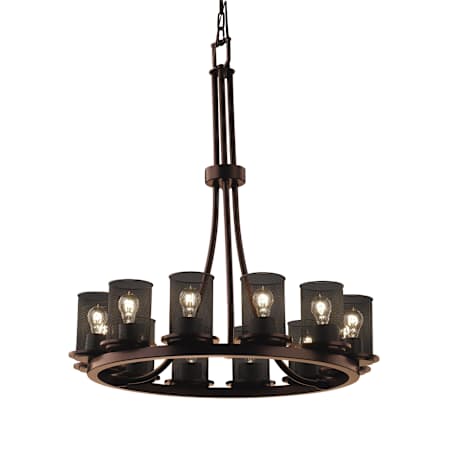 Justice Design Group Wire Mesh 12 Light 28" Wide Ring Chandelier Dark Bronze / Black
