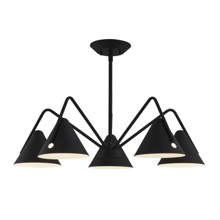 Justice Design Group Zag 5 Light 28" Wide LED Chandelier Matte Black - Textured