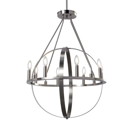 Justice Design Group Orbit 8 Light 24" Wide Taper Candle Chandelier Brushed Nickel