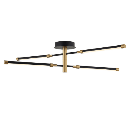 Justice Design Group Fianco 4 Light 36" Wide 3000K LED Adjustable Ceiling Fixture Matte Black / Brass