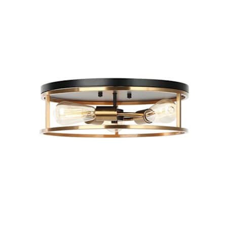 Justice Design Group Knox 3 Light 16" Wide Flush Mount Drum Ceiling Fixture Matte Black / Brass