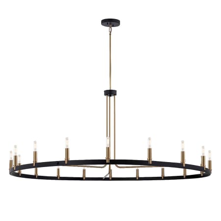 Justice Design Group Clayton 18 Light 60" Wide Ring Chandelier Matte Black / Brass