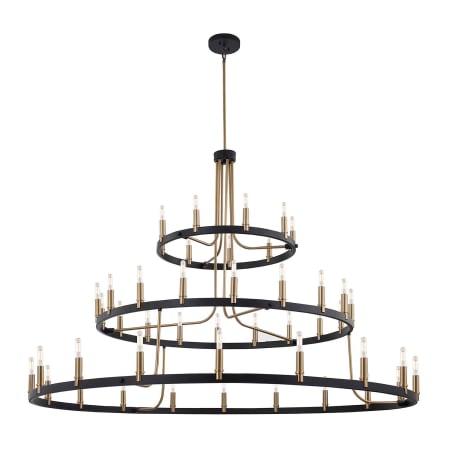 Justice Design Group Clayton 45 Light 60" Wide Ring Chandelier Matte Black / Brass