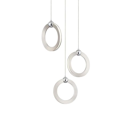 Justice Design Group Hermosa 3 Light 12" Wide 3000K LED Multi Pendant Brushed Nickel / Chrome