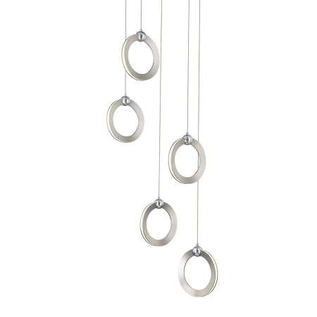 Justice Design Group Hermosa 5 Light 16" Wide 3000K LED Multi Pendant Brushed Nickel / Chrome
