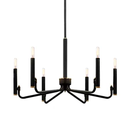 Justice Design Group Bedford 6 Light 24" Wide Taper Candle Style Chandelier Matte Black / Brass
