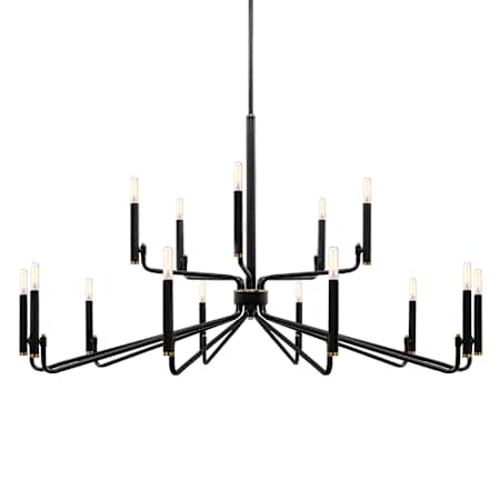 Justice Design Group Bedford 15 Light 48" Wide Taper Candle Style Chandelier Matte Black / Brass