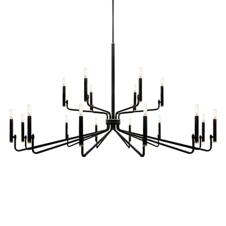 Justice Design Group Bedford 18 Light 57" Wide Taper Candle Style Chandelier Matte Black / Brass