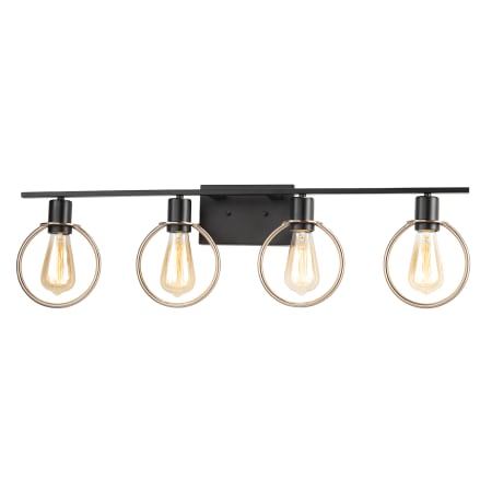 Justice Design Group Volta 4 Light 33" Wide Bathroom Vanity Light Matte Black / Brass