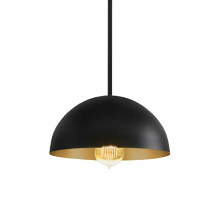 Justice Design Group Elias 9" Wide Mini Pendant Matte Black / Champagne Gold