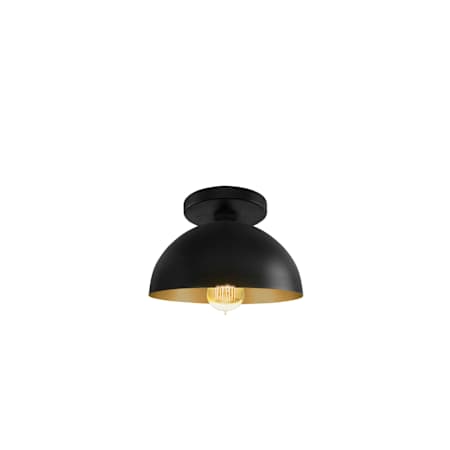 Justice Design Group Elias 9" Wide Semi-Flush Ceiling Fixture Carbon Matte Black / Champagne Gold