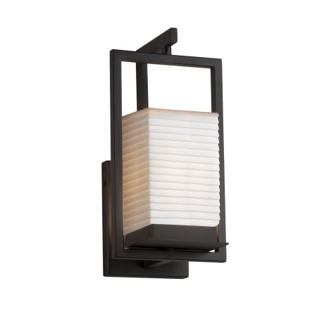 Justice Design Group Laguna Single Light 12-1/4" Tall Integrated LED Outdoor Wall Sconce with Sawtooth Patterned Faux Porcelain Shade Matte Black
