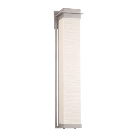 Justice Design Group Porcelina Single Light 36" Tall LED Outdoor Wall Sconce with Faux Porcelain Resin Rectangular Shade Brushed Nickel