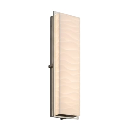 Justice Design Group Porcelina Single Light 24" Tall LED Outdoor Wall Sconce with Faux Porcelain Resin Rectangular Shade Brushed Nickel
