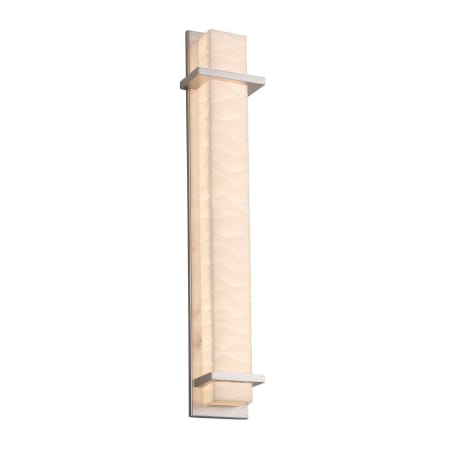 Justice Design Group Monolith Single Light 36" Tall Integrated LED Outdoor Wall Sconce with Waves Patterned Faux Porcelain Shade Brushed Nickel