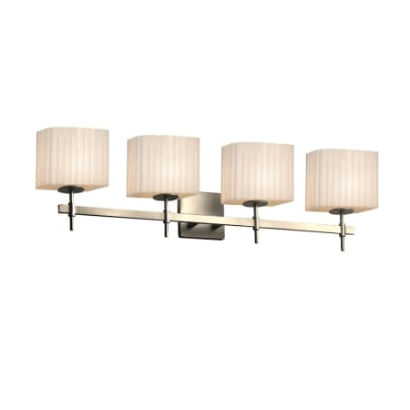 Justice Design Group Porcelina 4 Light 33" Wide LED Bathroom Vanity Light with Rectangle Shades from the Union Series Brushed Nickel