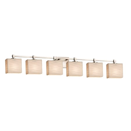 Justice Design Group Tetra 6 Light 50-1/2" Wide Bathroom Vanity Light Brushed Nickel