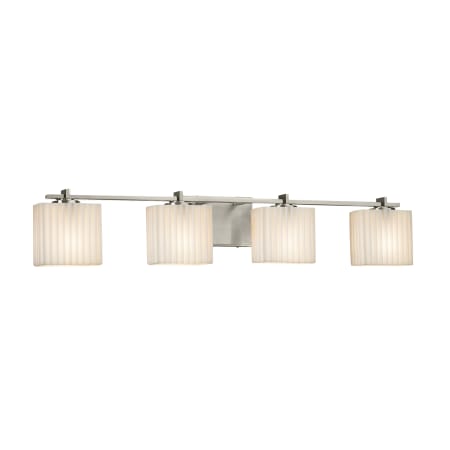 Justice Design Group Porcelina 4 Light 36" Wide LED Bathroom Vanity Light with Rectangle Shades from the Era Series Brushed Nickel