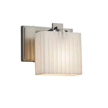 Justice Design Group Porcelina 6" Tall Bathroom Sconce with Rectangle Pleats Shade from the Era Series Brushed Nickel